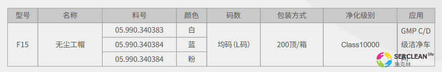 F15⽆尘⼯帽规格参数